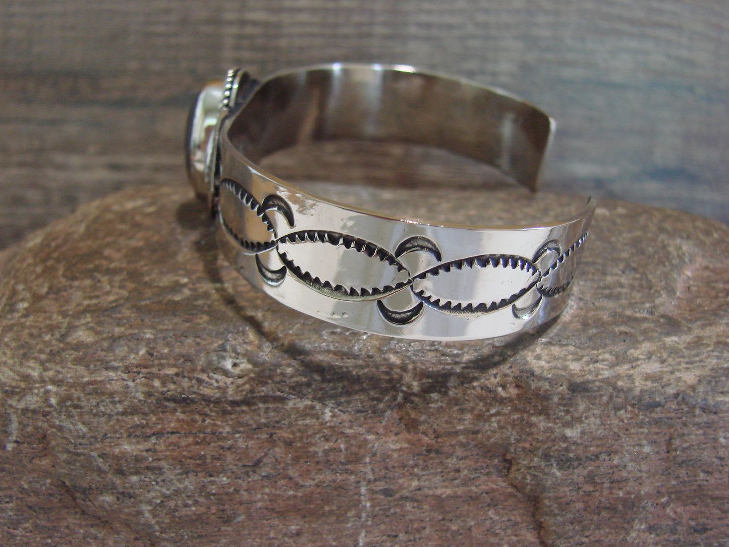 Navajo Indian Nickel Silver & Hematite Bracelet by Cleveland