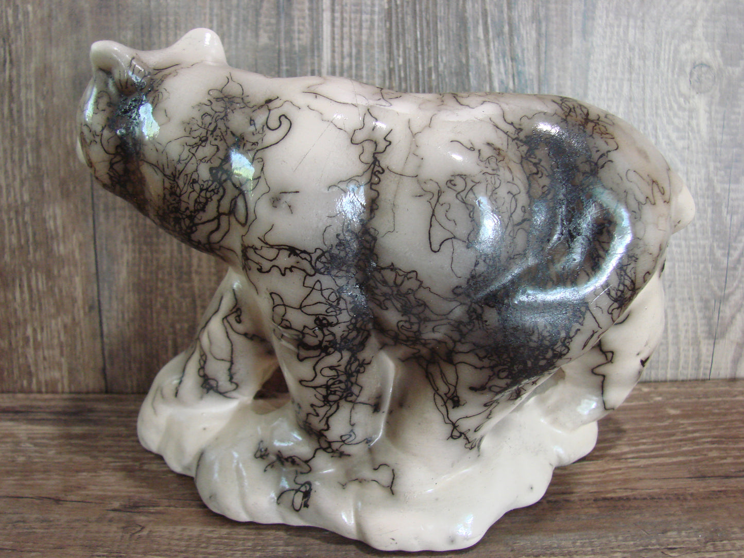 Navajo Pottery Horse Hair Bear Sculpture by Vail