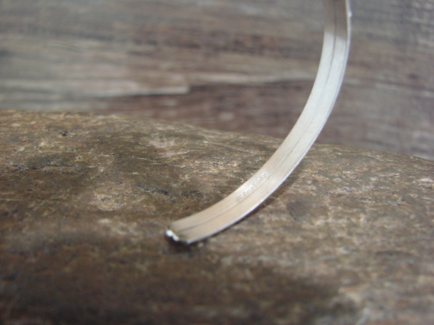 Native American Sterling Silver Blue Opal Inlay Row Bracelet - Spencer