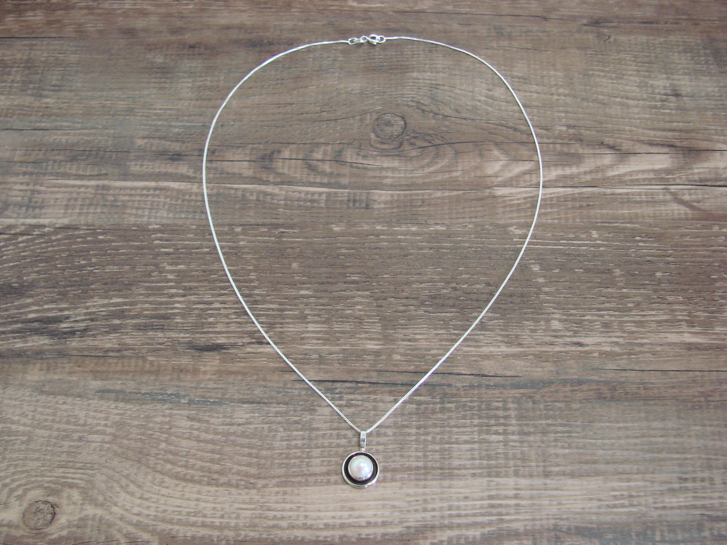 Native American 18" Sterling Silver Pearl Necklace by Perry