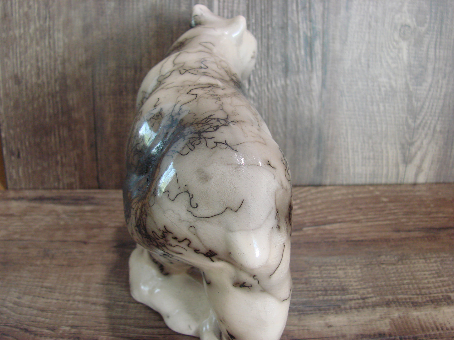 Navajo Pottery Horse Hair Bear Sculpture by Vail