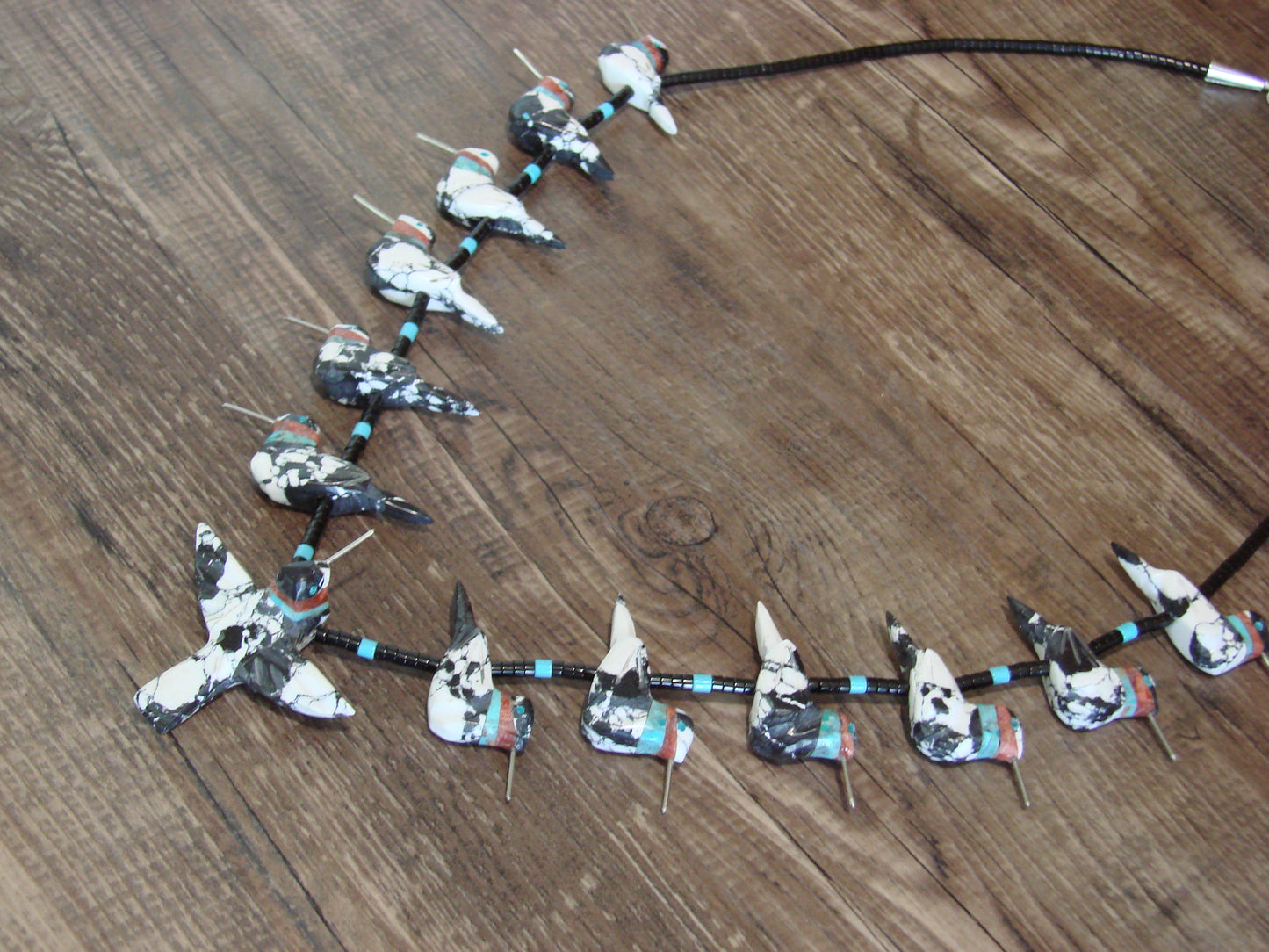 Hand Carved White Buffalo Turquoise Hummingbird Fetish Necklace Matt Mitchell