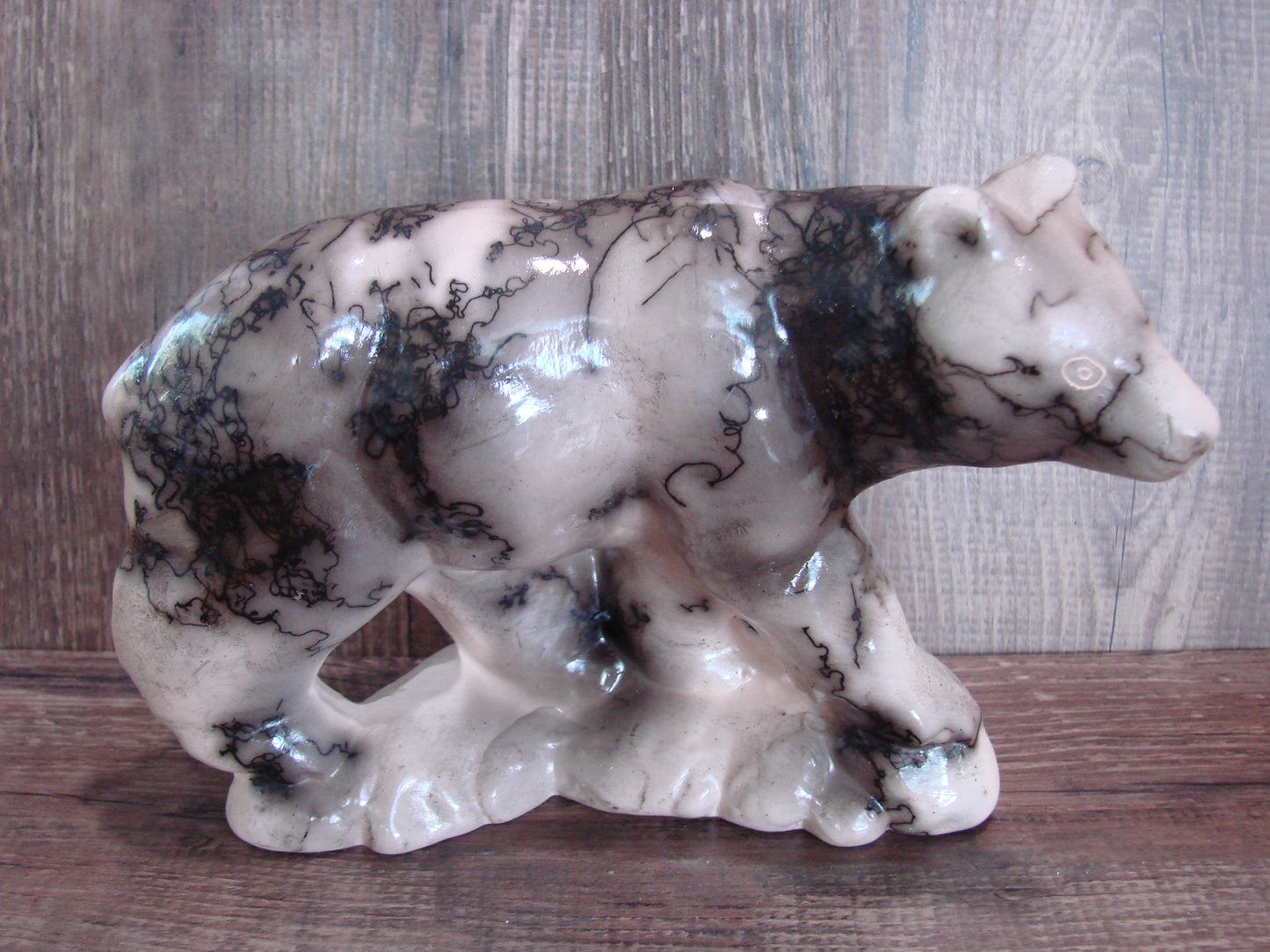 Navajo Pottery Horse Hair Bear Sculpture by Vail
