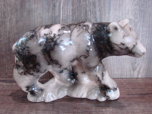 Navajo Pottery Horse Hair Bear Sculpture by Vail