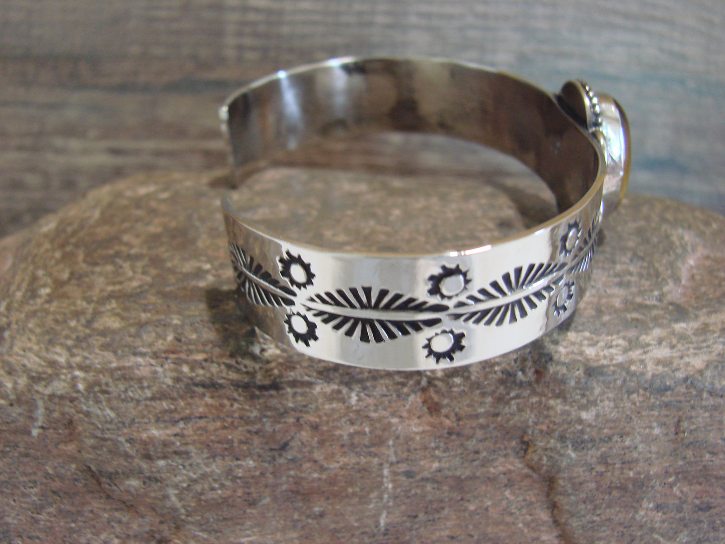 Navajo Indian Nickel Silver & Tiger Eye Bracelet by Cleveland