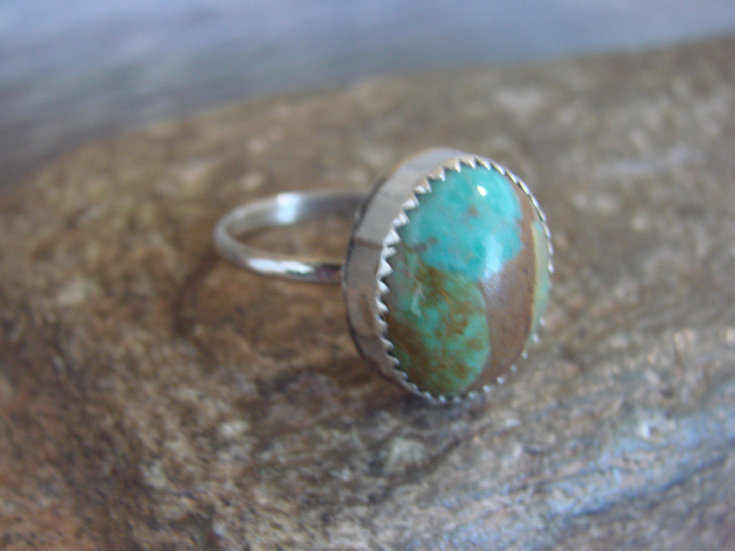 Native American Sterling Silver & Turquoise Ring - Begay - Size 7