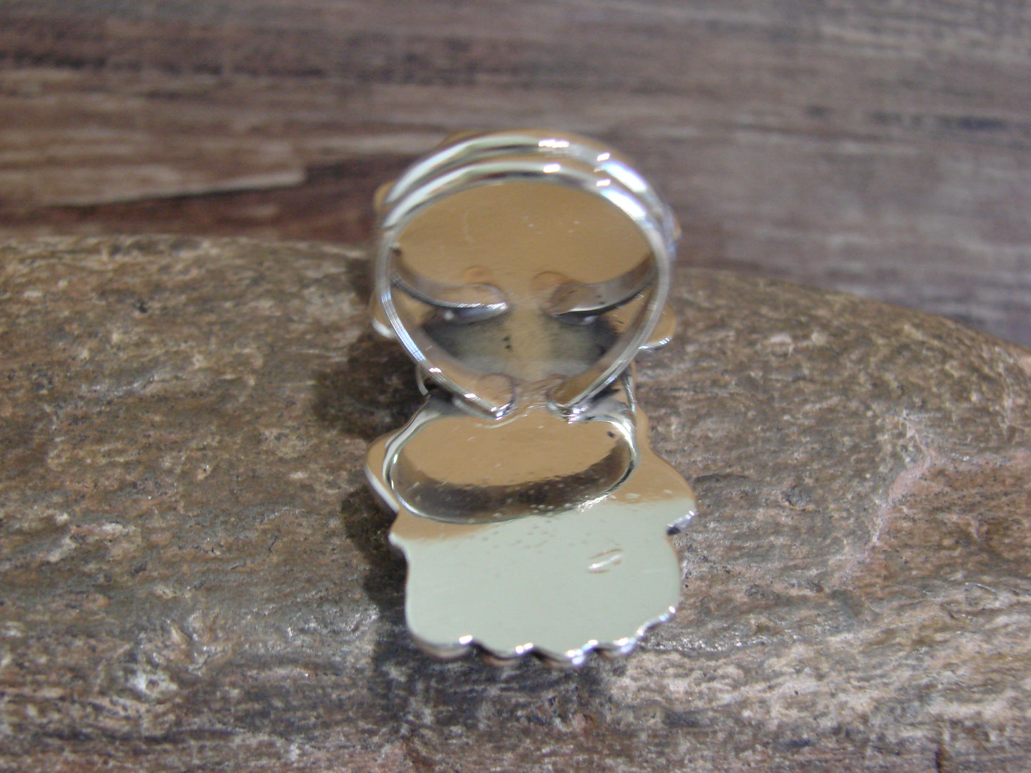 Native American Nickel Silver & Turquoise Ring by Cleveland - Size 10