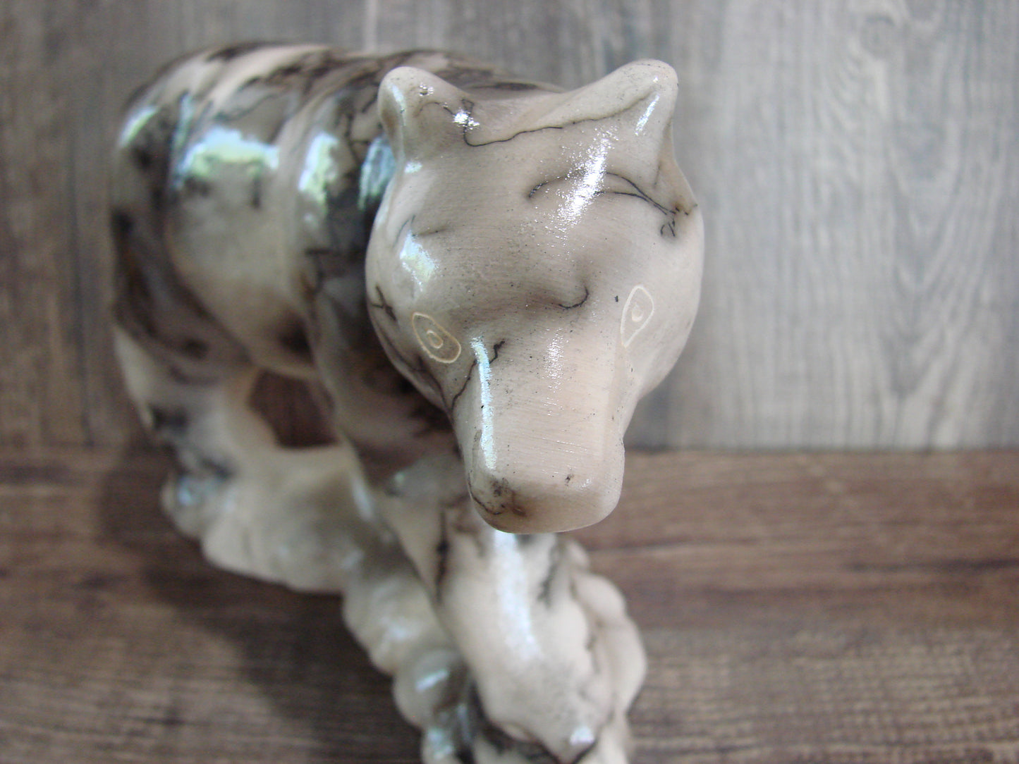 Navajo Pottery Horse Hair Bear Sculpture by Vail