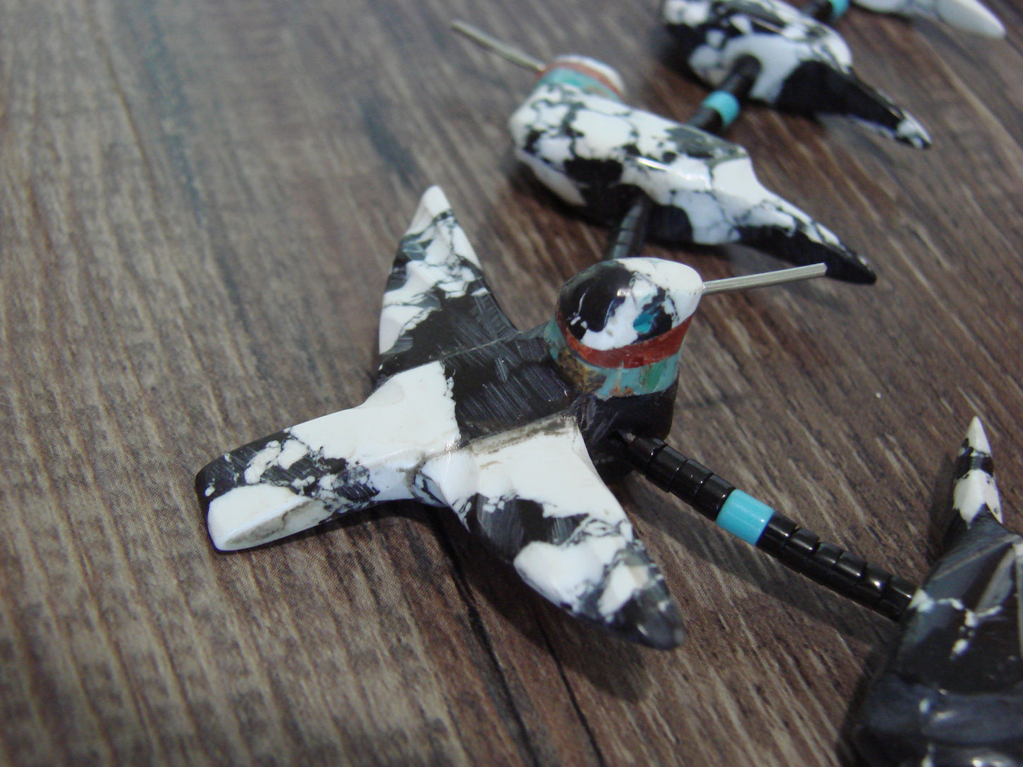 Hand Carved White Buffalo Turquoise Hummingbird Fetish Necklace Matt Mitchell