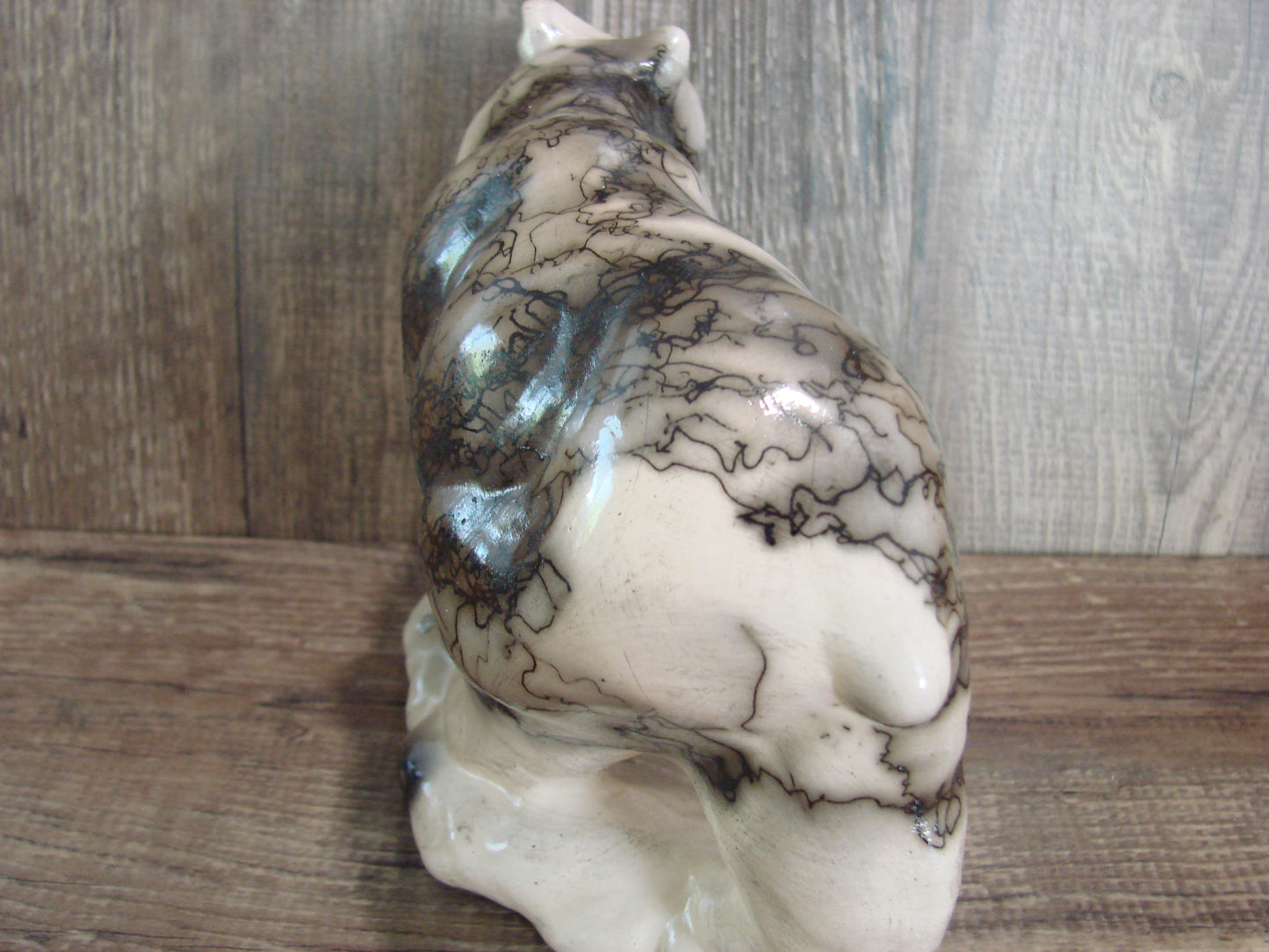 Navajo Pottery Horse Hair Bear Sculpture by Vail