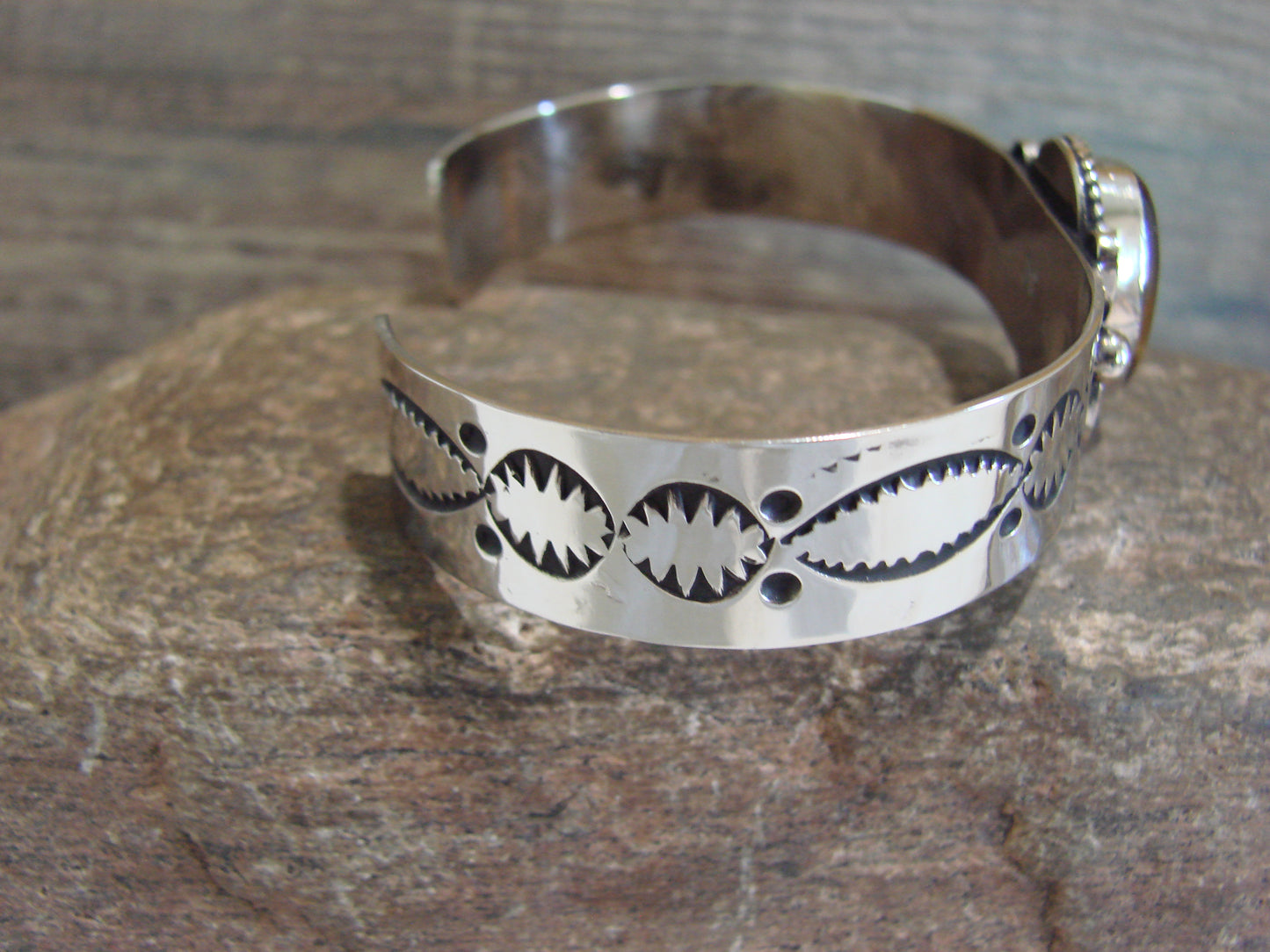 Navajo Indian Nickel Silver & Tiger Eye Bracelet by Cleveland