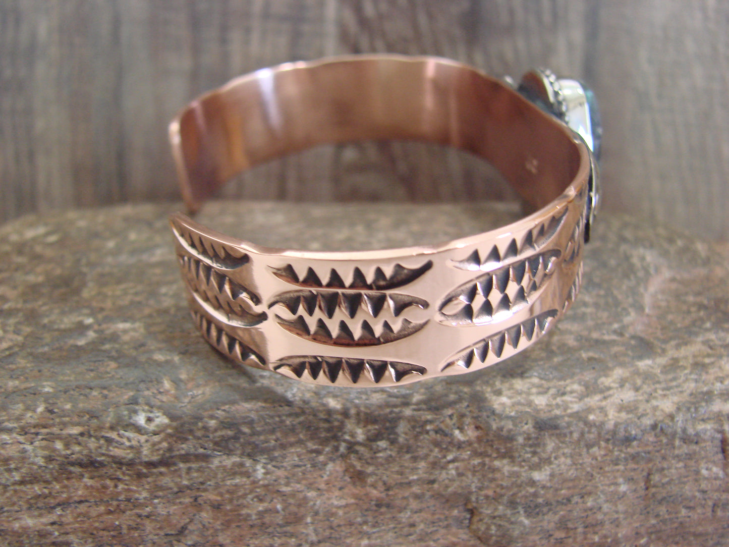 Native American Copper & Turquoise Bracelet by Cleveland