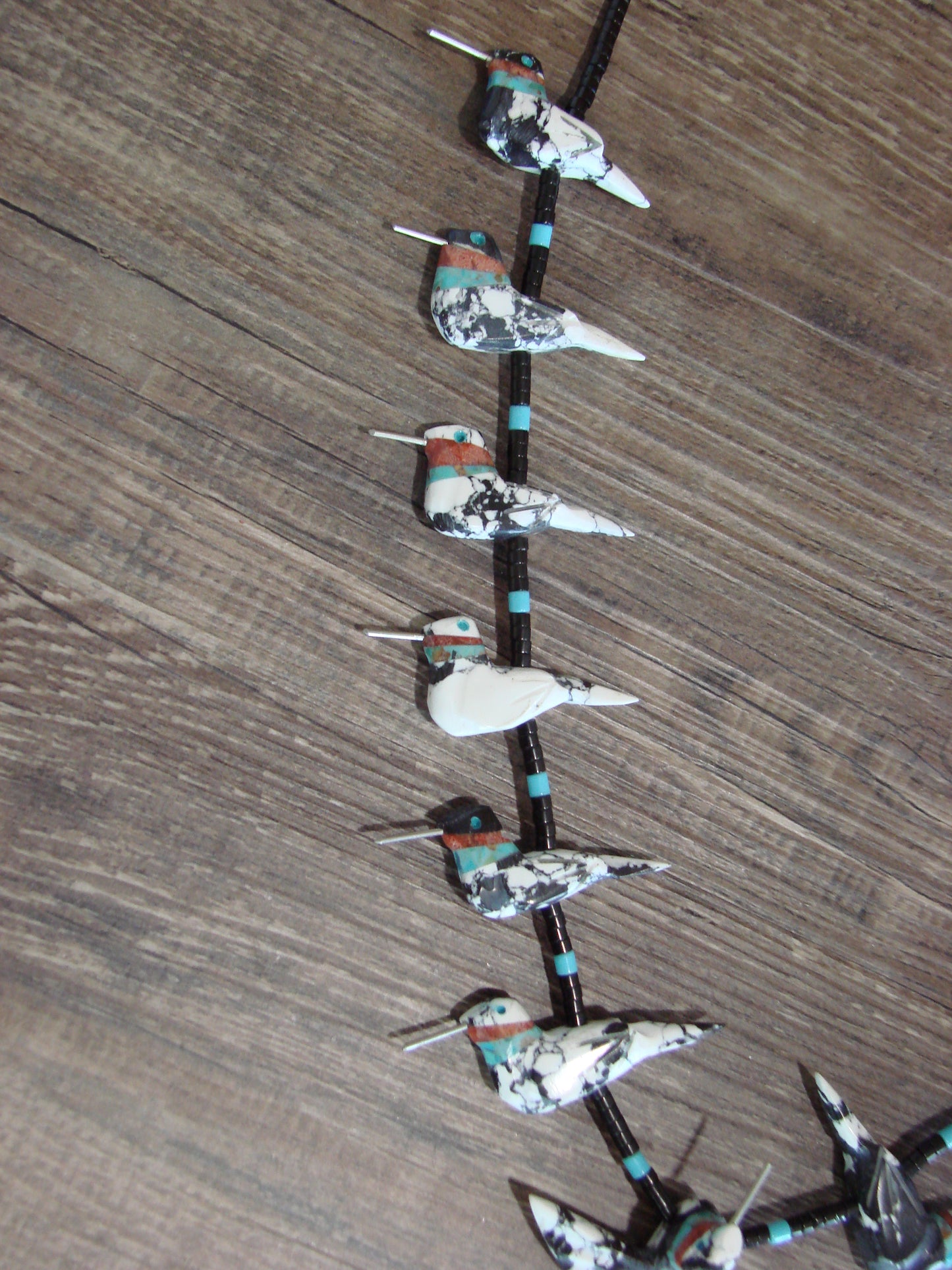 Hand Carved White Buffalo Turquoise Hummingbird Fetish Necklace Matt Mitchell