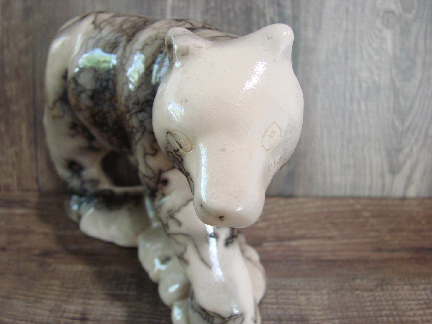 Navajo Pottery Horse Hair Bear Sculpture by Vail