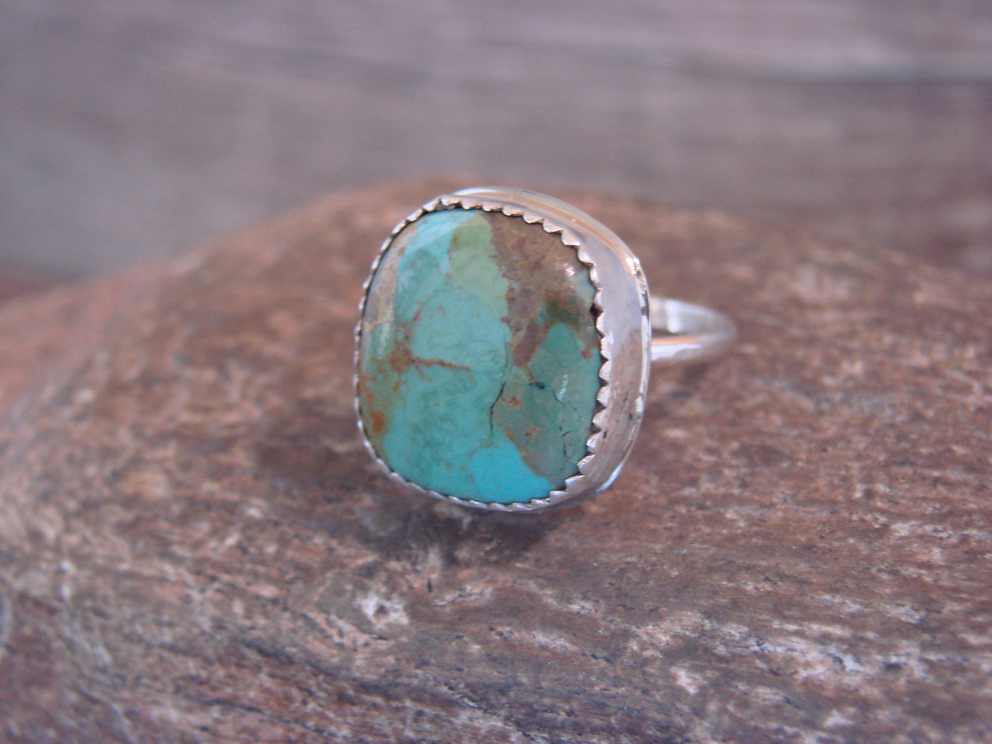 Native American Sterling Silver & Turquoise Ring - Begay - Size 8