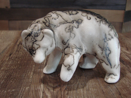 Small Native American Pottery Horse Hair Bear Sculpture by Vail