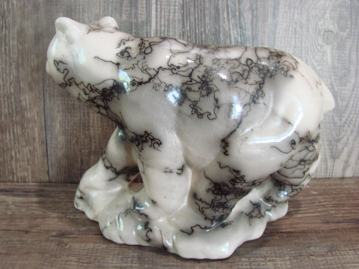 Navajo Pottery Horse Hair Bear Sculpture by Vail