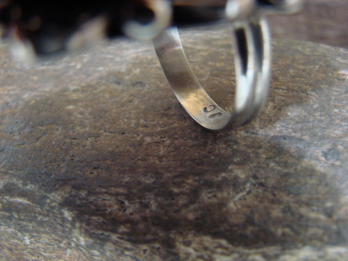 Native American Nickel Silver & Turquoise Adjustable Ring by Cleveland - Size 8 - 10