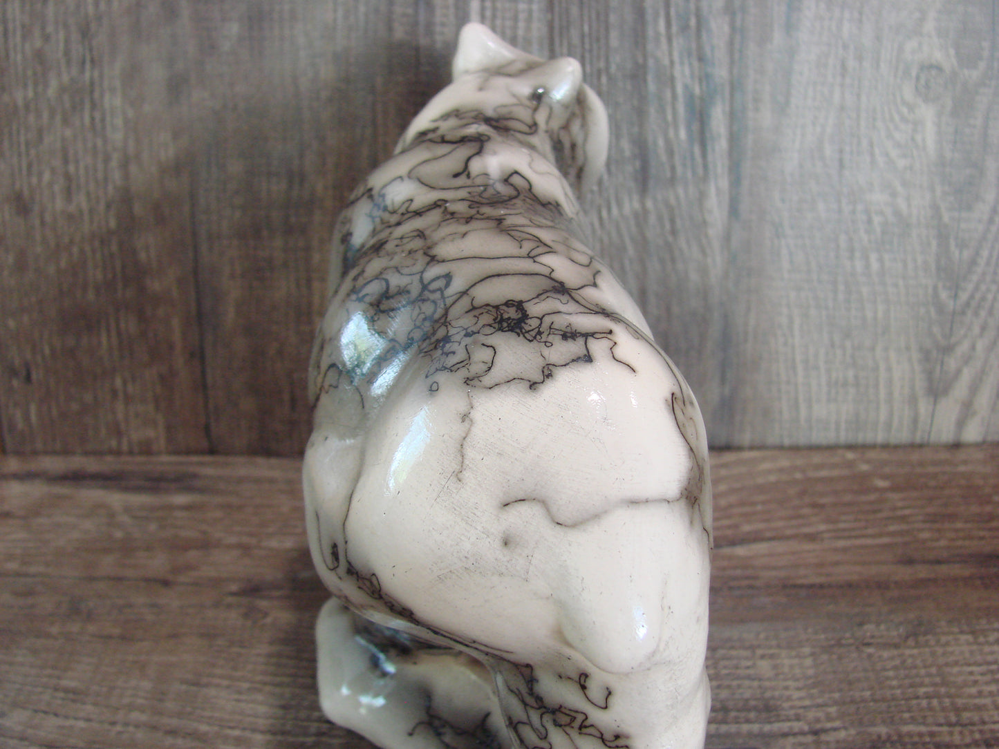 Navajo Pottery Horse Hair Bear Sculpture by Vail