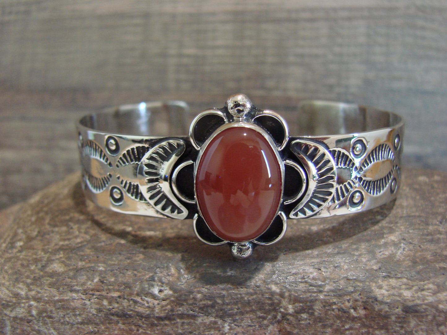 Navajo Indian Nickel Silver & Red Howlite Bracelet by Cleveland