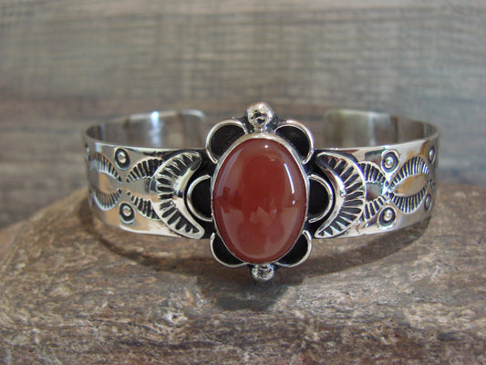 Navajo Indian Nickel Silver & Red Howlite Bracelet by Cleveland