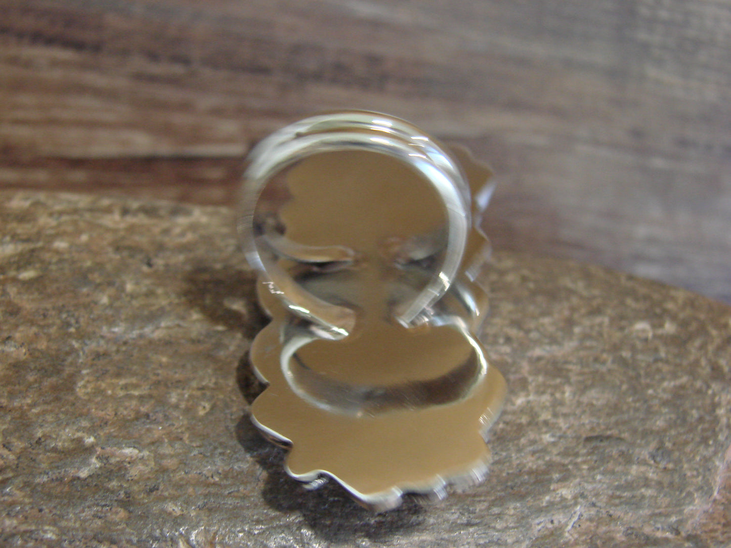 Native American Nickel Silver & Turquoise Ring by Cleveland - Size 9