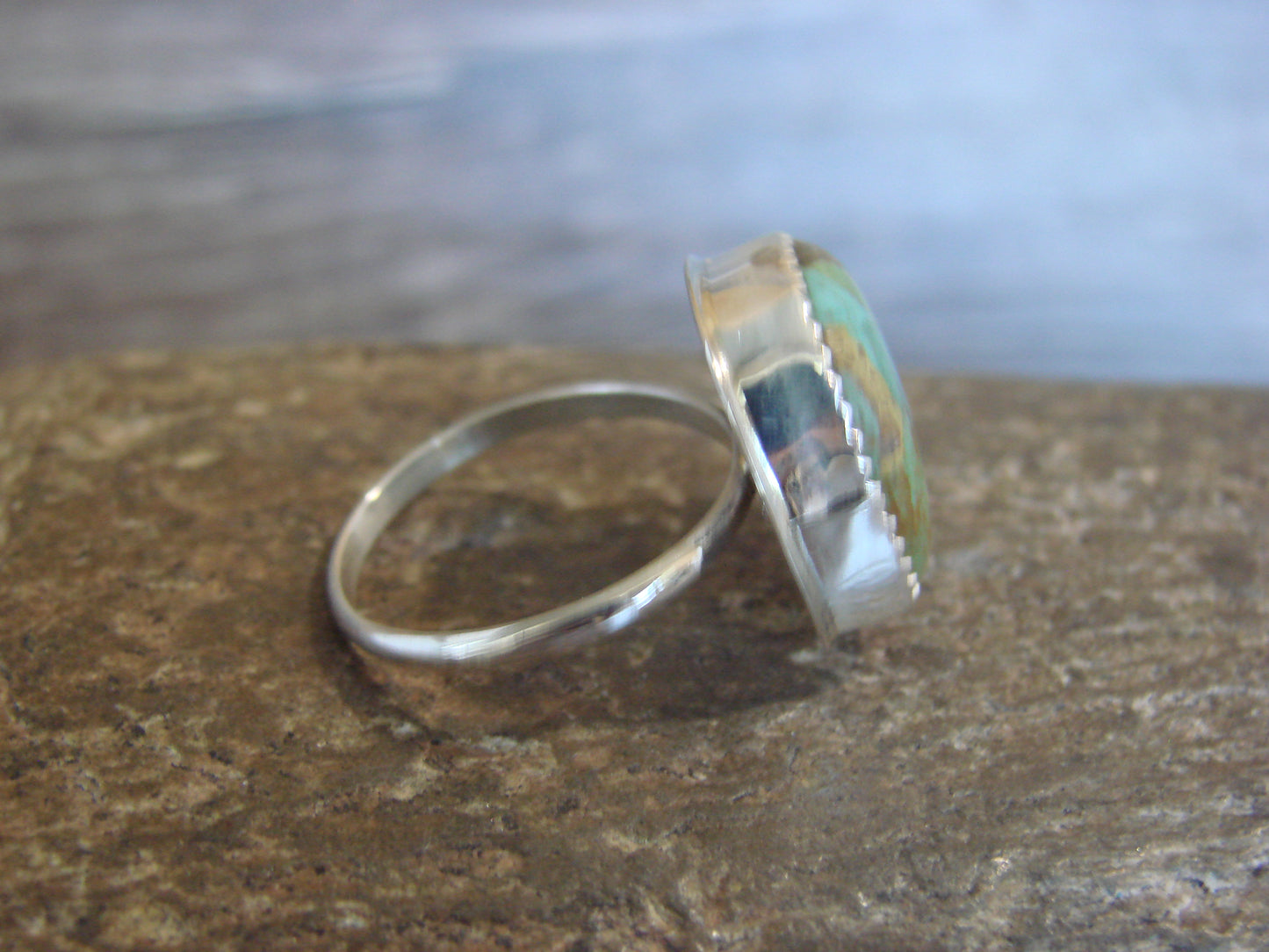 Native American Sterling Silver & Turquoise Ring - Begay - Size 8