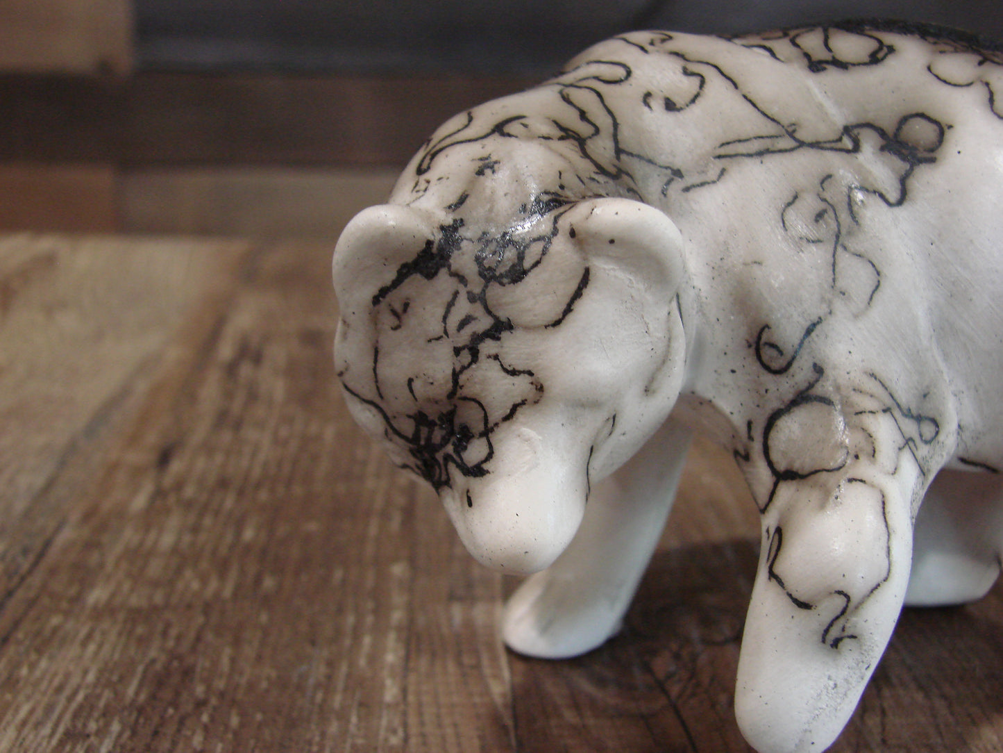 Small Native American Pottery Horse Hair Bear Sculpture by Vail