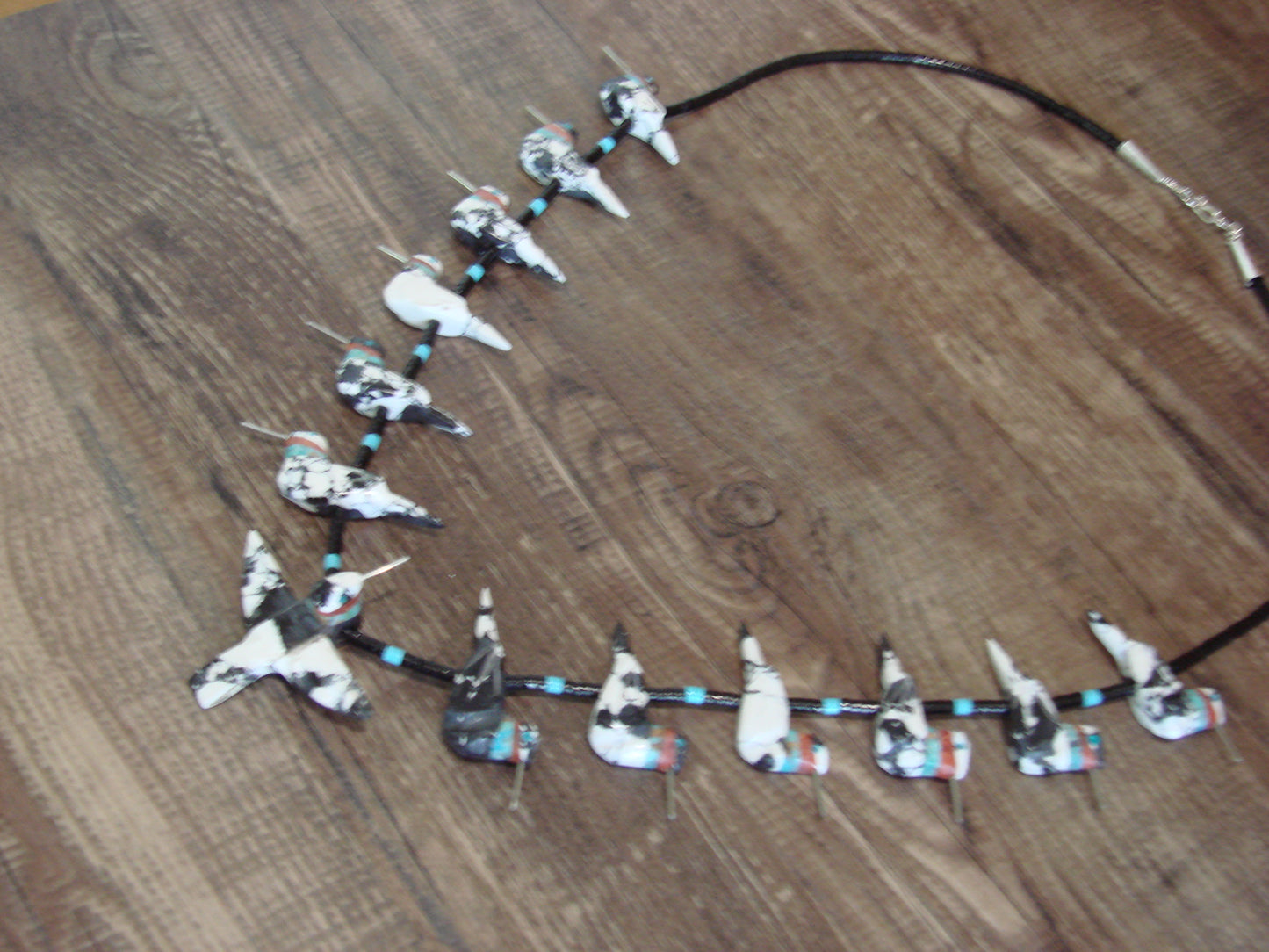 Hand Carved White Buffalo Turquoise Hummingbird Fetish Necklace Matt Mitchell