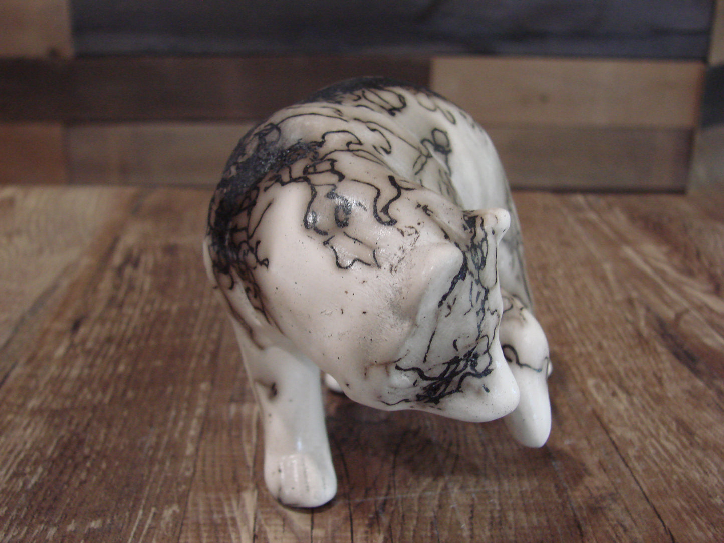 Small Native American Pottery Horse Hair Bear Sculpture by Vail