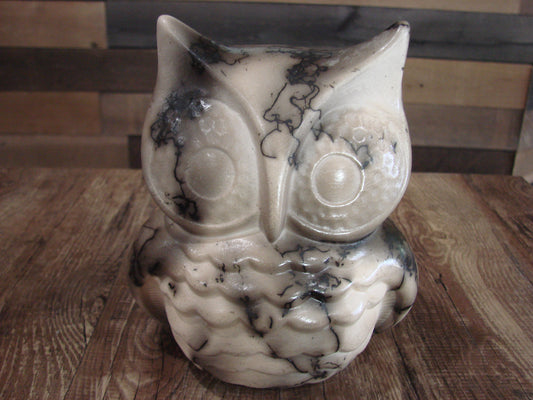 Native American Pottery Horse Hair Owl Sculpture by Vail