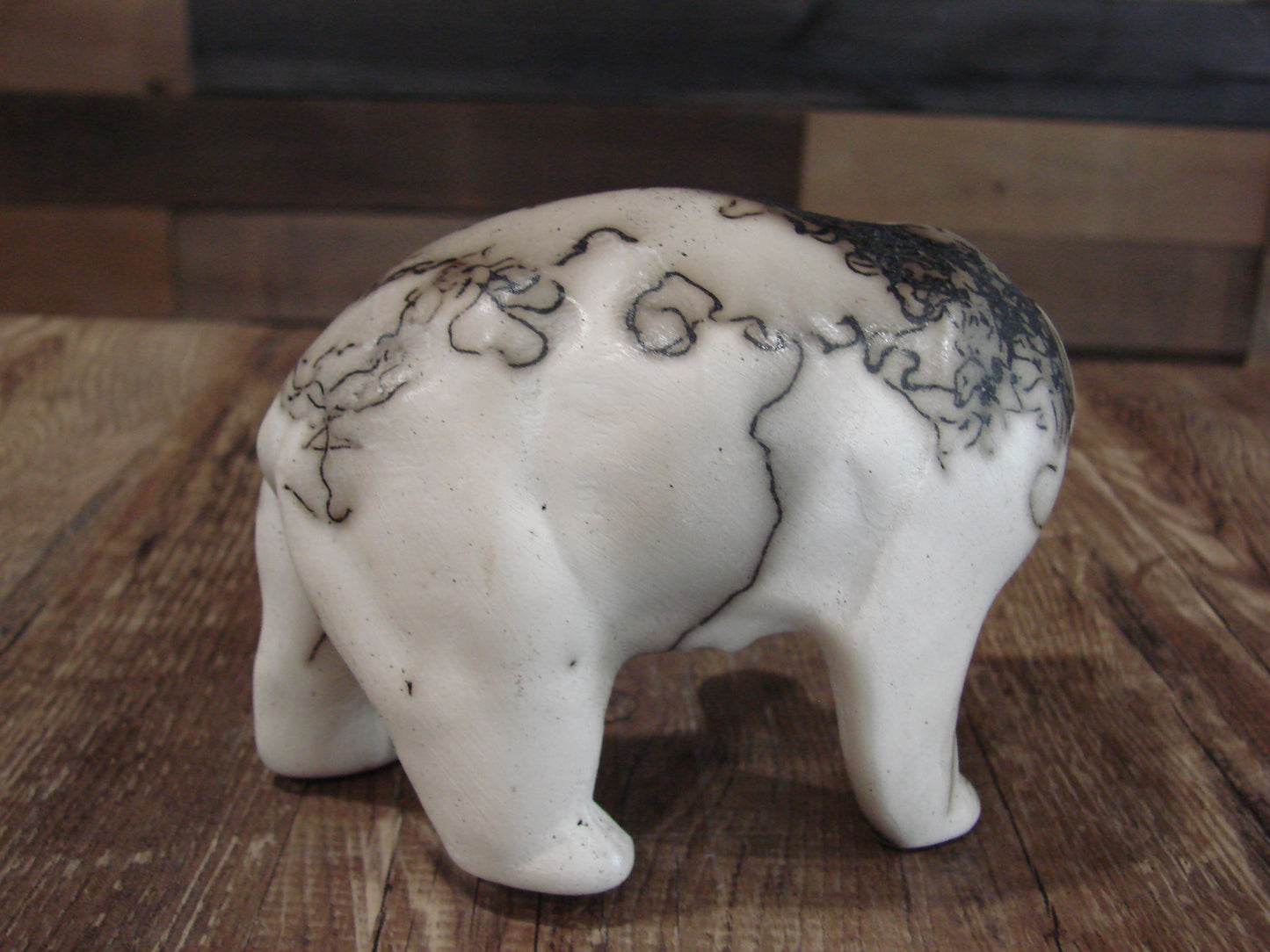 Small Native American Pottery Horse Hair Bear Sculpture by Vail