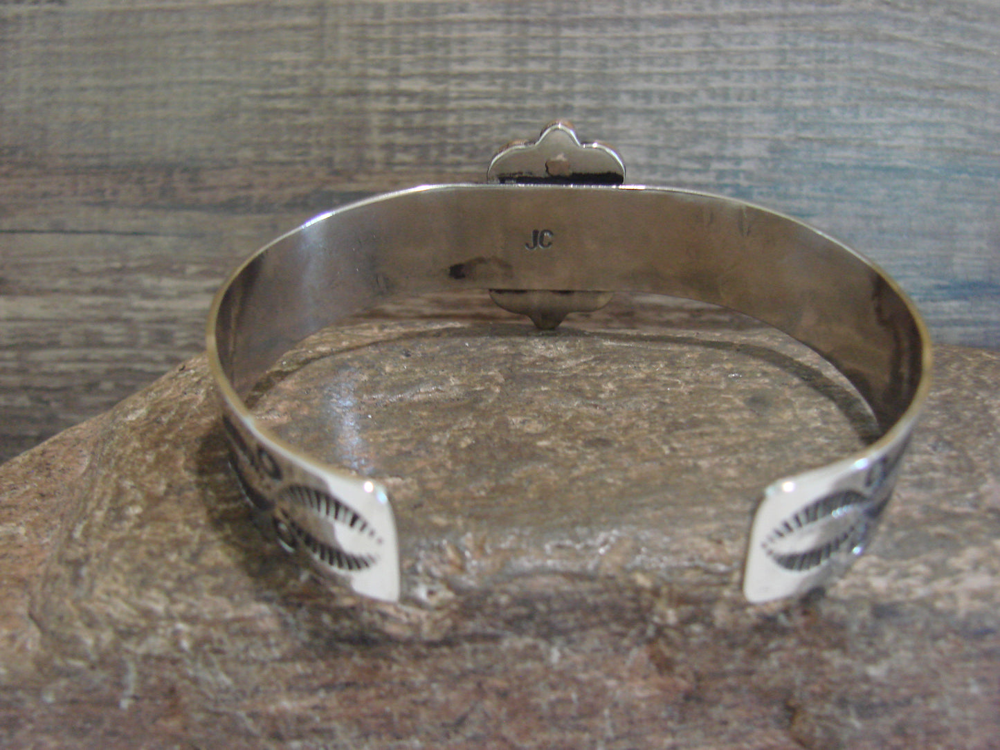 Navajo Indian Nickel Silver & Red Howlite Bracelet by Cleveland