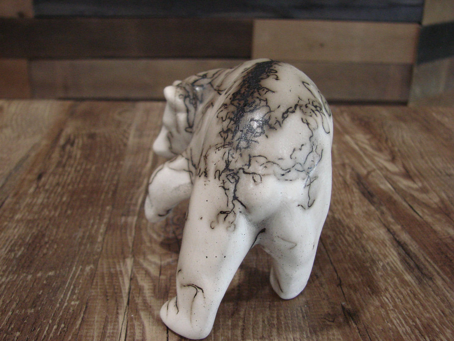 Small Native American Pottery Horse Hair Bear Sculpture by Vail