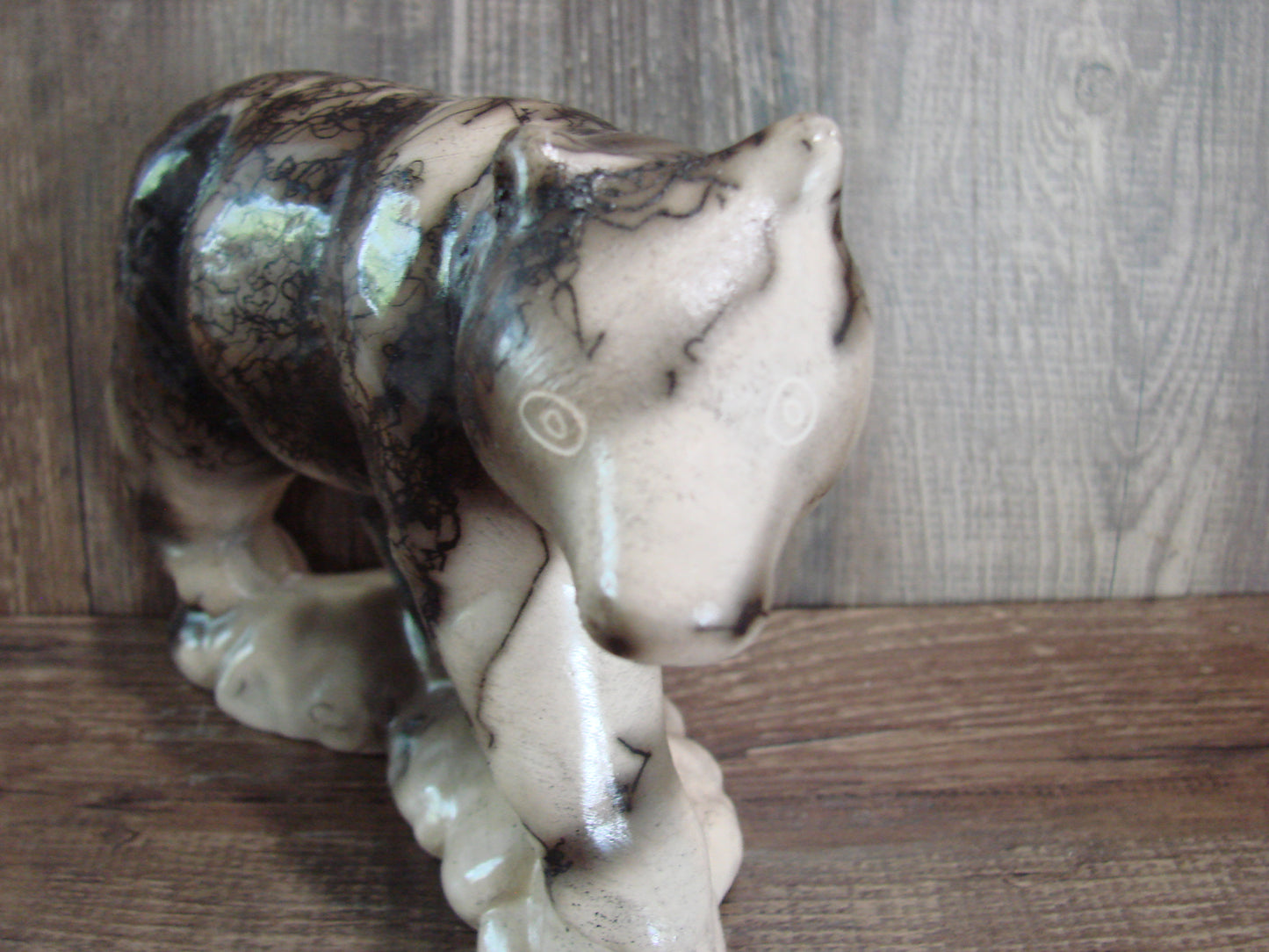 Navajo Pottery Horse Hair Bear Sculpture by Vail