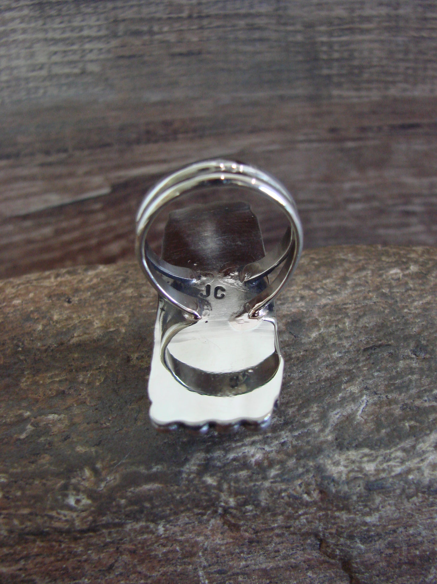 Native American Nickel Silver & Onyx Ring Size 9.5 - Cleveland