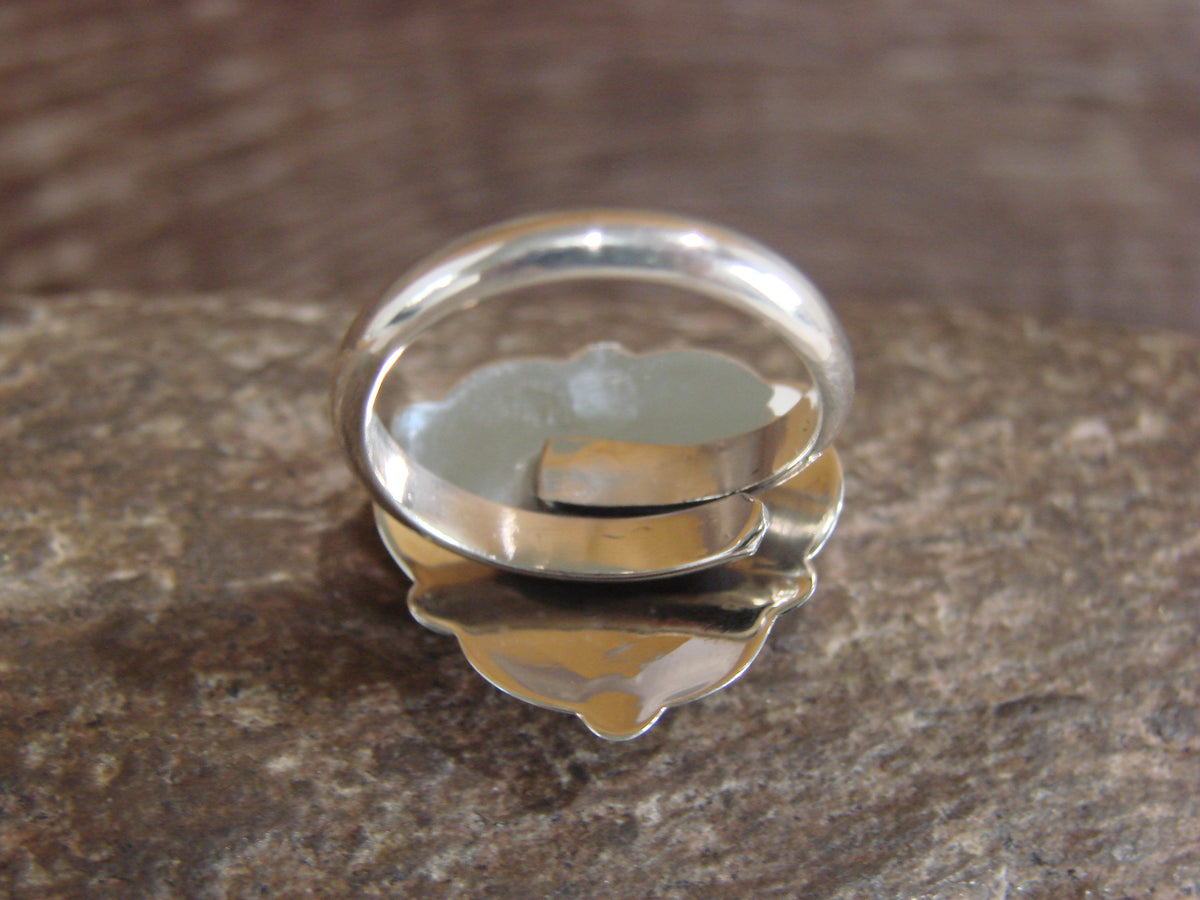 Native American Sterling Silver & Turquoise Heart Ring Size 7 - 8 - Coho