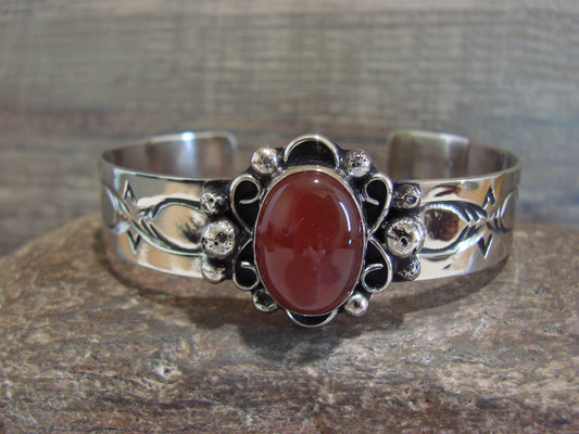Navajo Indian Nickel Silver & Red Howlite Bracelet by Cleveland