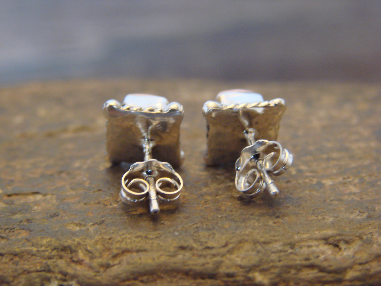 Native American Sterling Silver & Pink Conch Shell Post Earrings by Jack