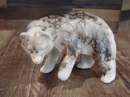 Small Native American Pottery Horse Hair Bear Sculpture by Vail
