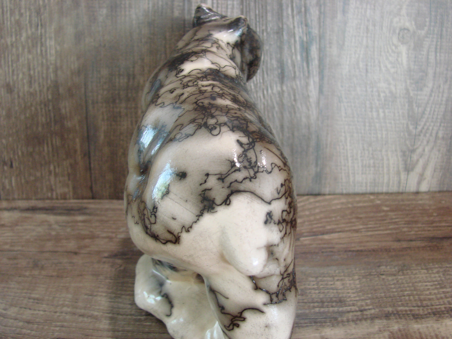 Navajo Pottery Horse Hair Bear Sculpture by Vail