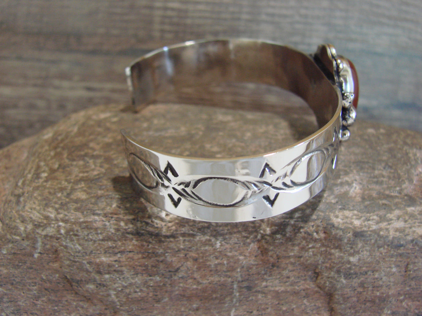 Navajo Indian Nickel Silver & Red Howlite Bracelet by Cleveland