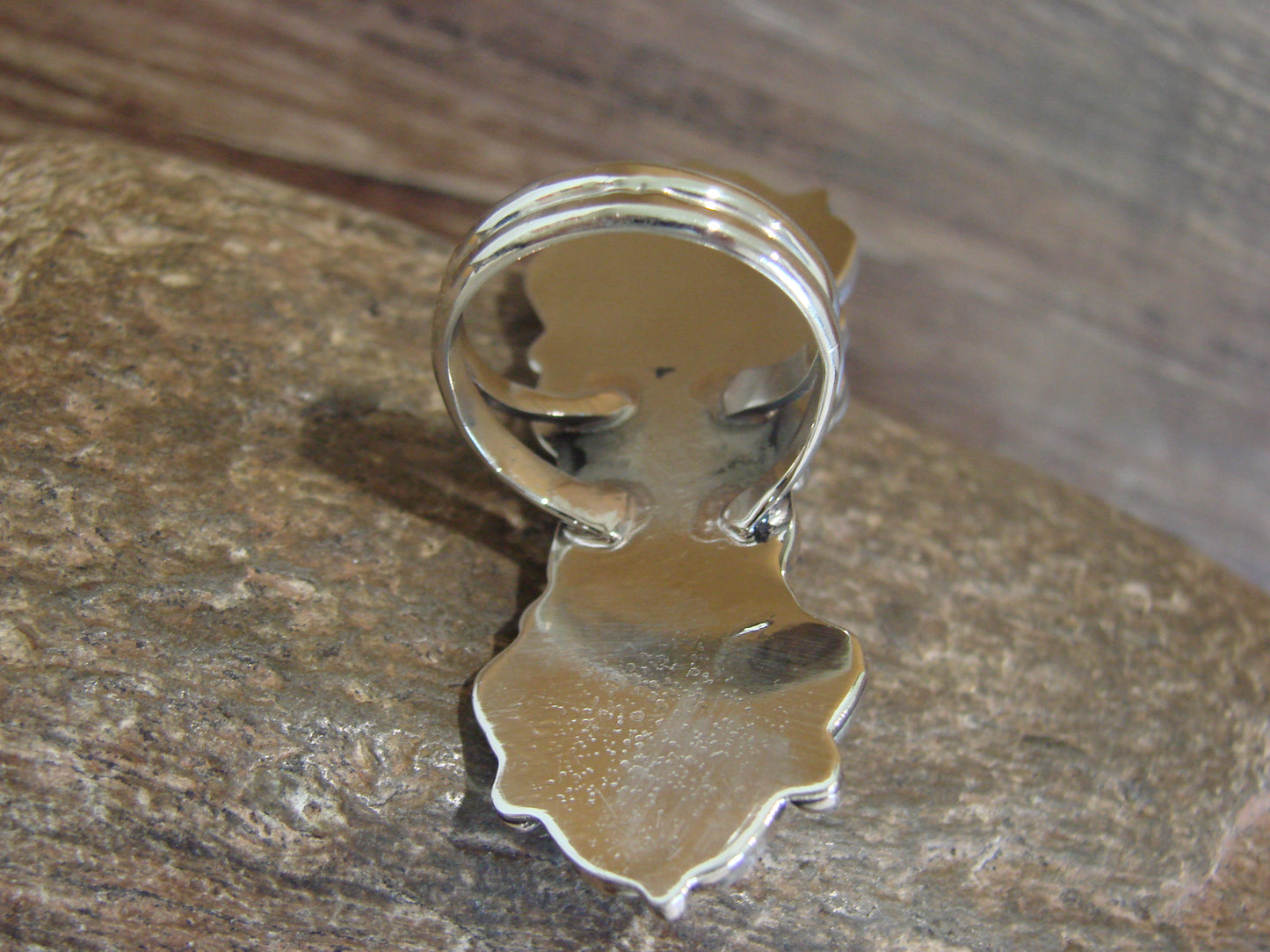 Native American Nickel Silver & Turquoise Ring by Cleveland - Size 10