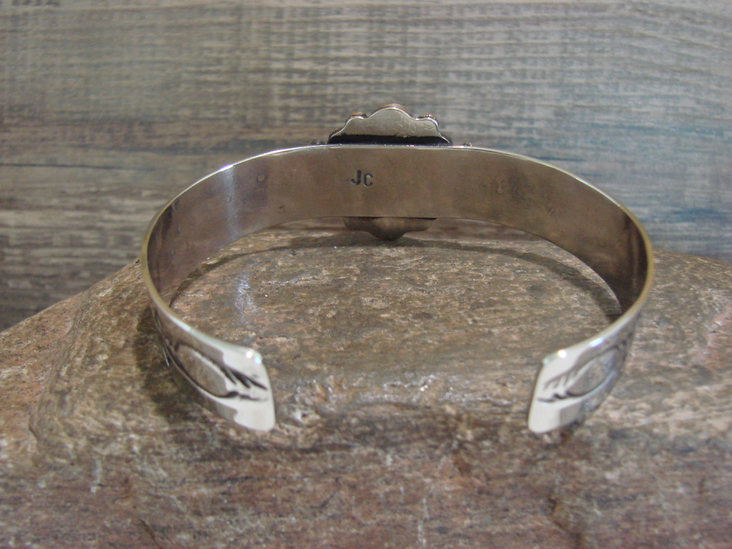 Navajo Indian Nickel Silver & Red Howlite Bracelet by Cleveland