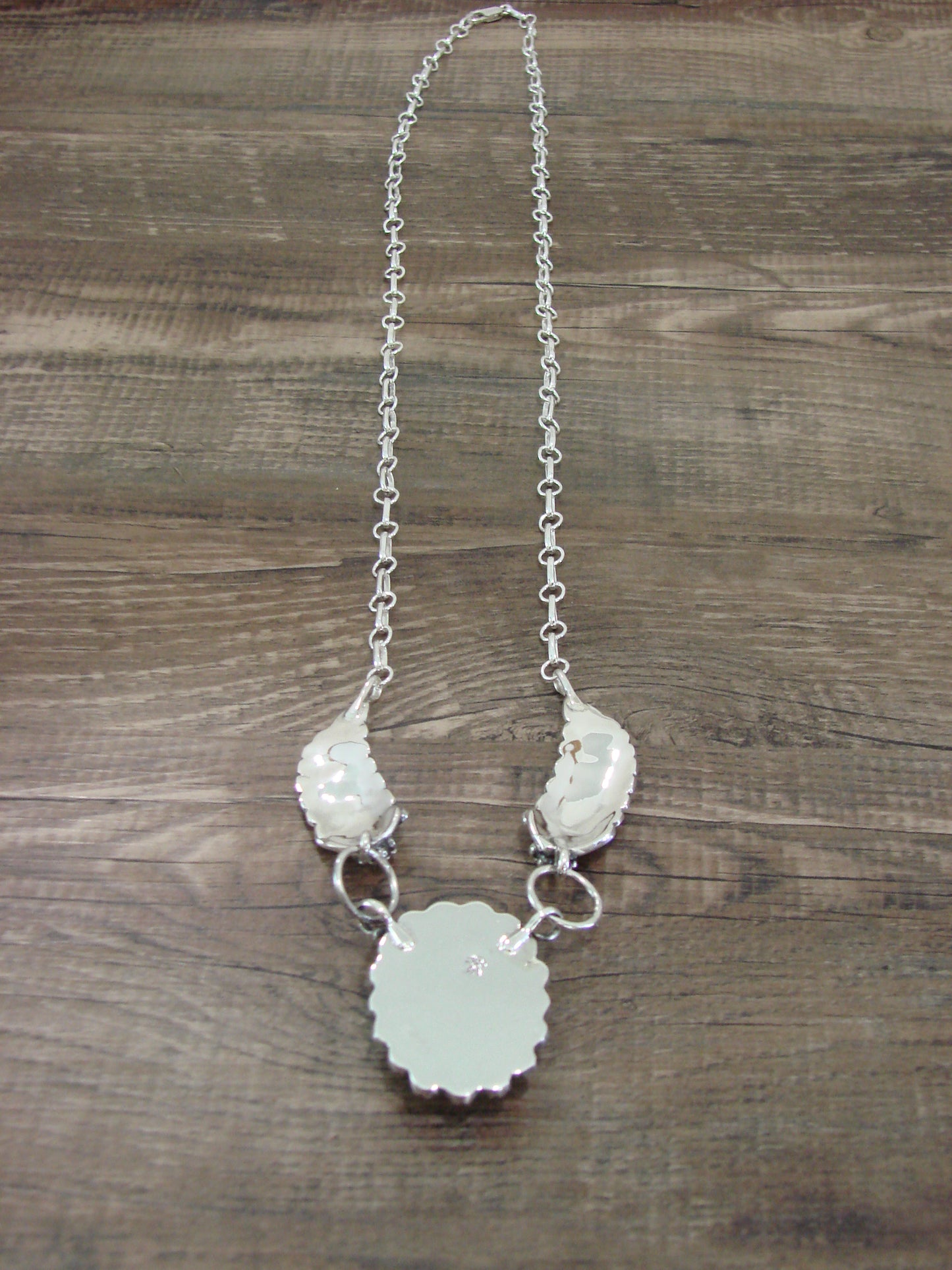 Native American Sterling Silver & Sonoran Turquoise Adjustable Link Necklace by Sardo