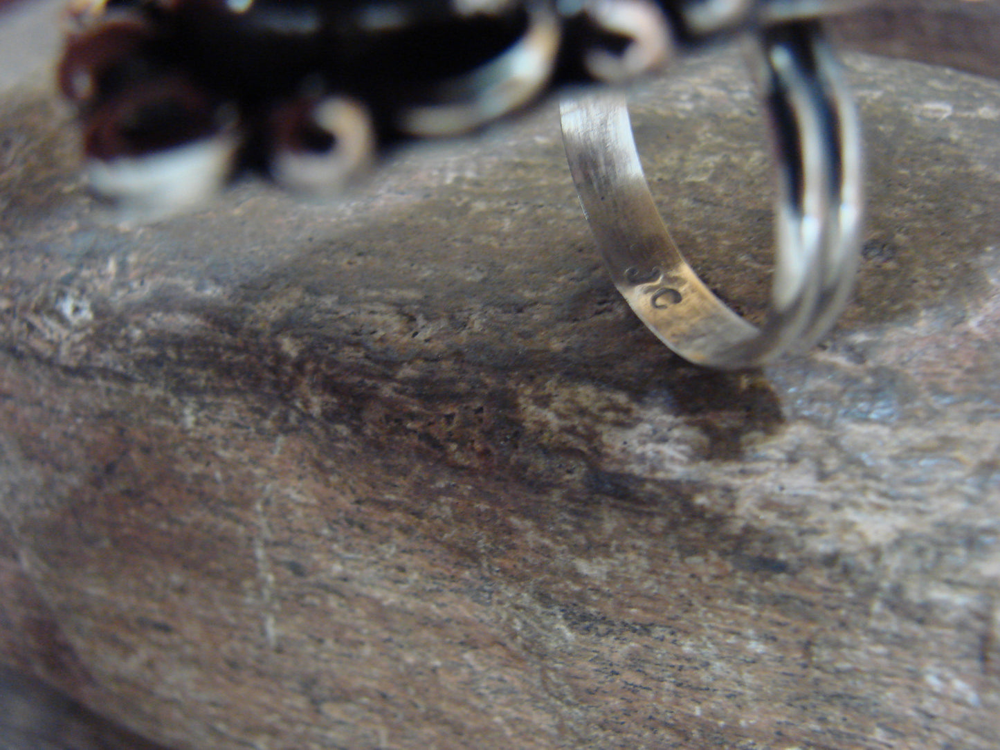 Native American Nickel Silver & Turquoise Adjustable Ring by Cleveland - Size 8 - 10