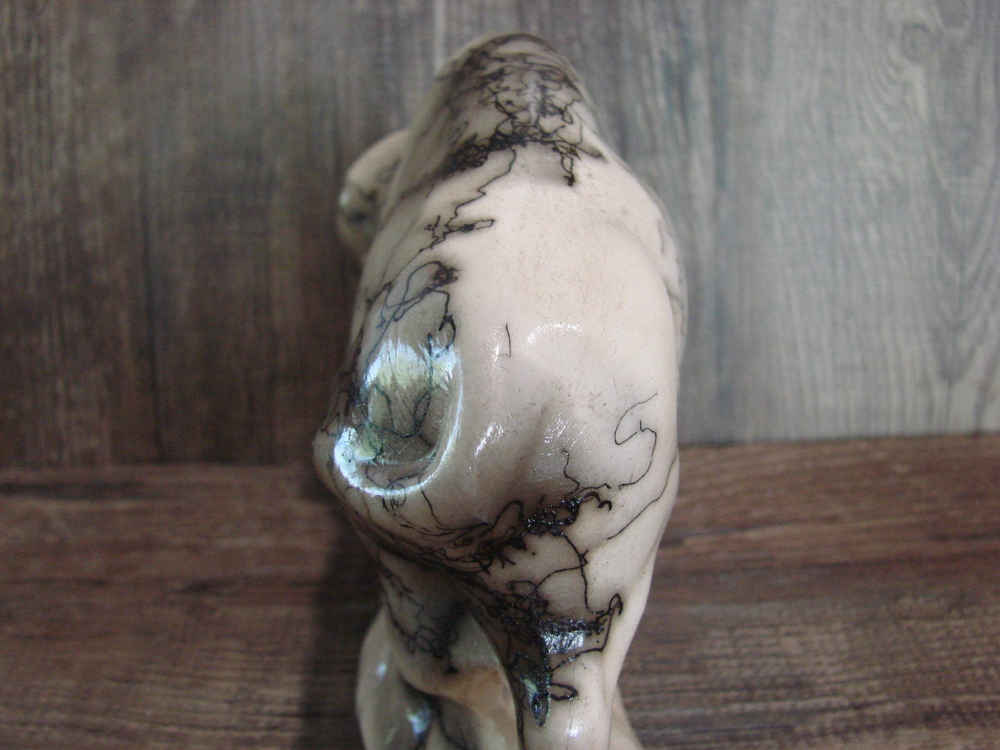 Navajo Pottery Horse Hair Buffalo Sculpture by Vail