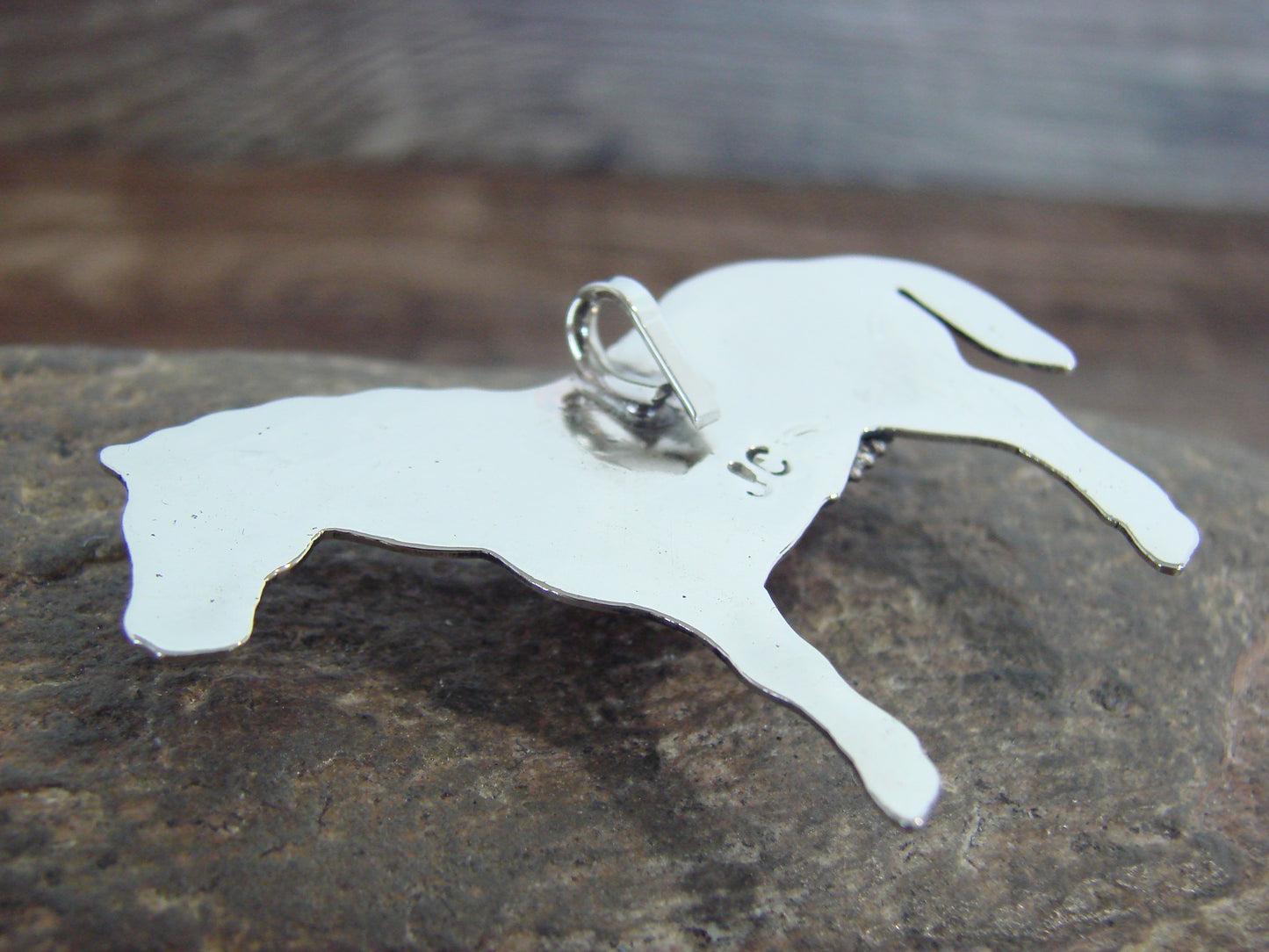 Native American Nickel Silver & Coral Horse Pendant - Cleveland