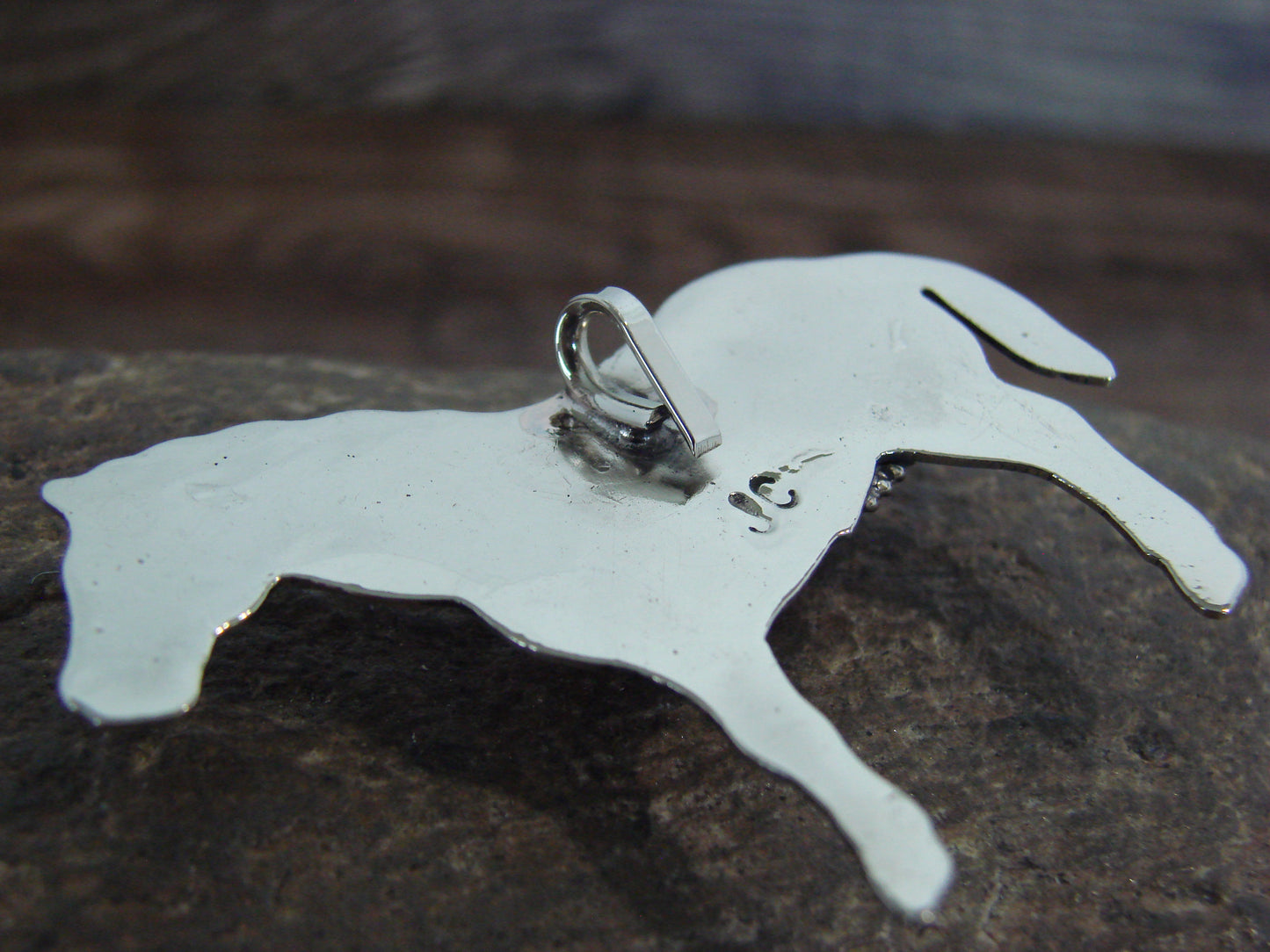 Native American Nickel Silver & Coral Horse Pendant - Cleveland
