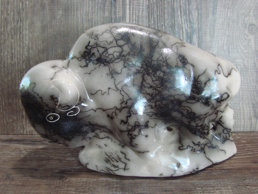 Navajo Pottery Horse Hair Buffalo Sculpture by Vail